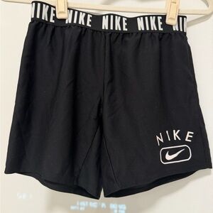 Nike Girls Black Sports Shorts with Logo Waistband